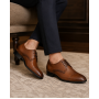 Pantofi Derby bărbați maro cognac din piele naturală cu perforații Lucas Shoes 702CON